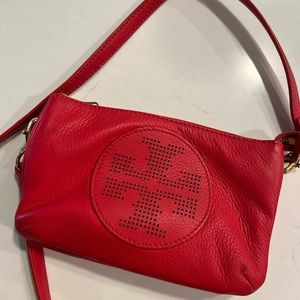 Tory Burch red leather cross body purse